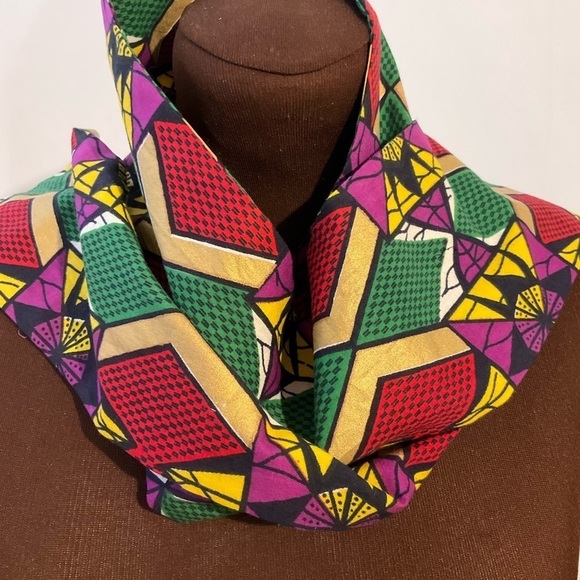 Hand Crafted Ankara African Print Headband/Scarf/Stole and Button Earrings Green main image 10